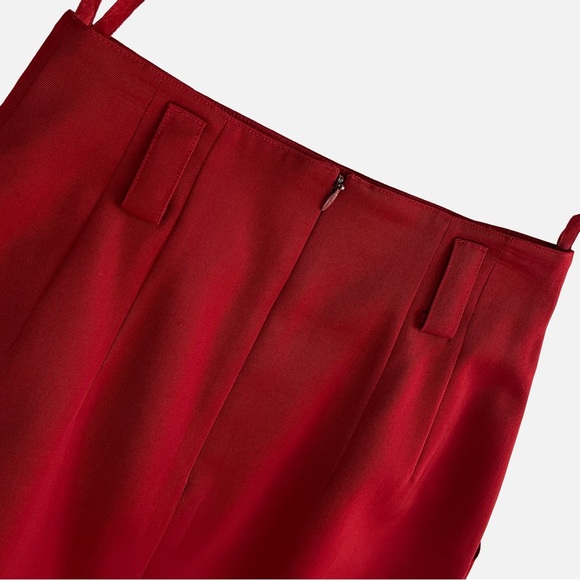 Vintage Ellen Tracy Wool High Waist Pencil Skirt -Petite 4 | Deep Red | 80s-90s - Picture 6 of 9